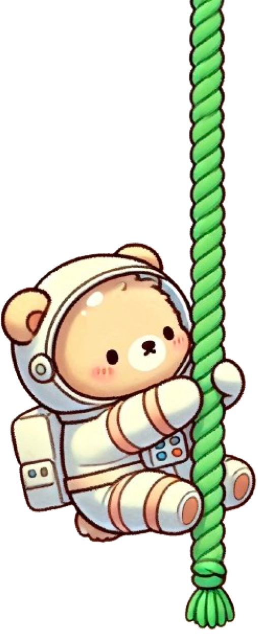 Bear Astronaut on a rope